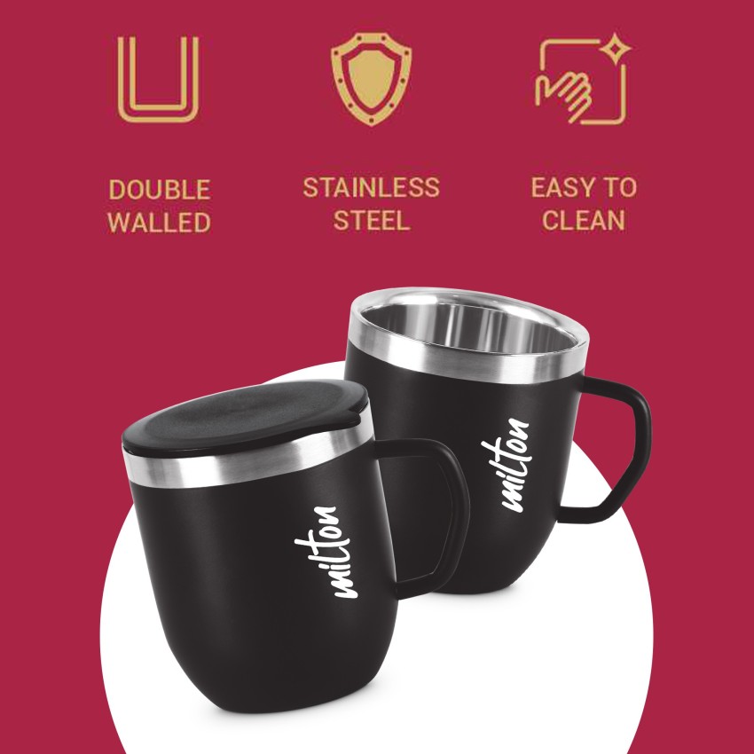 Buy MILTON Embrace Gift Set, Double Walled Stainless Steel Mug with Lid,  Set of 2. 260 ml Each, Red, Easy to Clean, Stainless Steel, Sturdy  Handle, Leak Proof