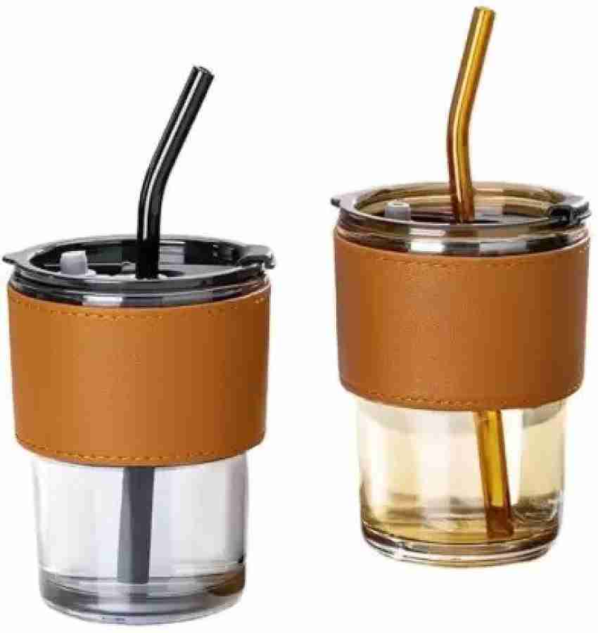 500ML Glass Cup w/Lid and Straw Transparent Bubble Tea Cup Juice Glass Beer  Can