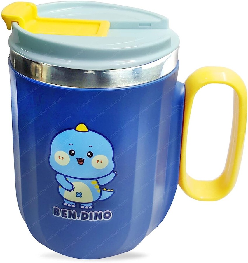 Stainless Steel Mug with Lid for Kids, Milk Mug for Kids Milk Drinking –  FunBlast