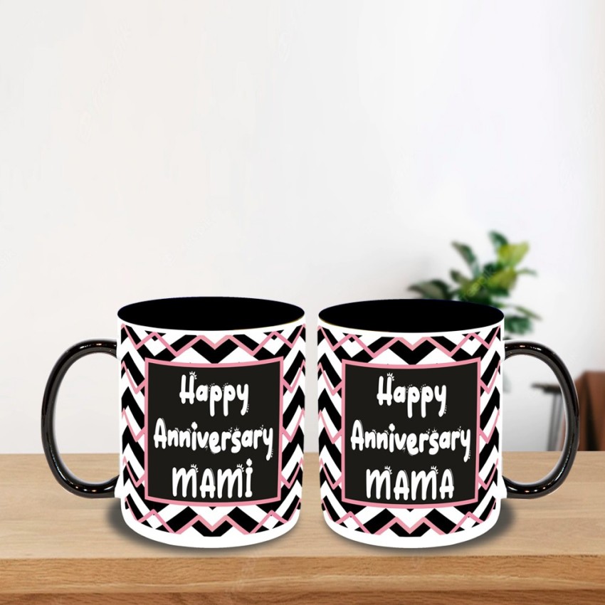 giftos Happy Anniversary Mama Mami Printed Black Inner Color Best Gift For  Couple Ceramic Coffee Mug Price in India - Buy giftos Happy Anniversary  Mama Mami Printed Black Inner Color Best Gift