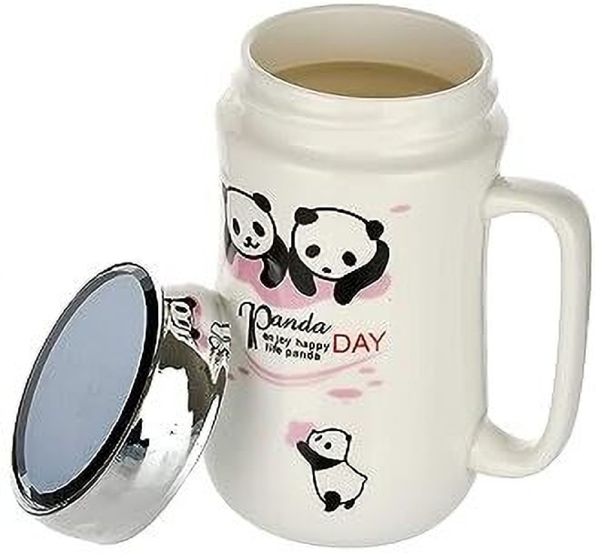 Satyam Kraft Cute 3D Lazy Panda Printed Panda Ceramic Coffee Milk