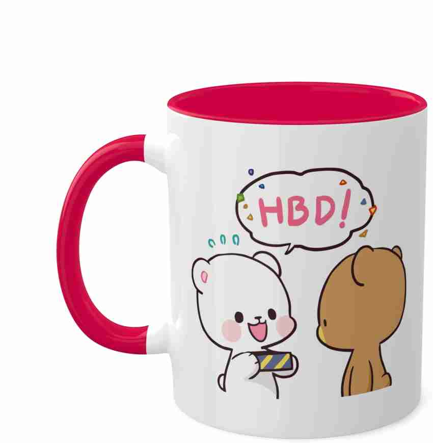 FlashTale bubu dudu Mocha milk Happy Birthday white Gift For Birthday Inner  Red Ceramic Coffee Mug Price in India - Buy FlashTale bubu dudu Mocha milk  Happy Birthday white Gift For Birthday