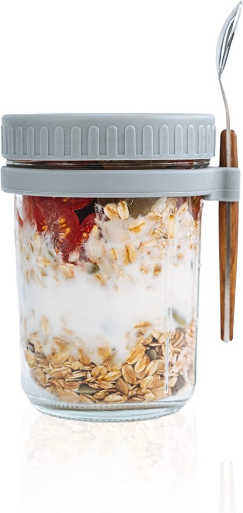 1 pc,350ml Overnight Oats Containers with Lids and Spoon, 16 Oz