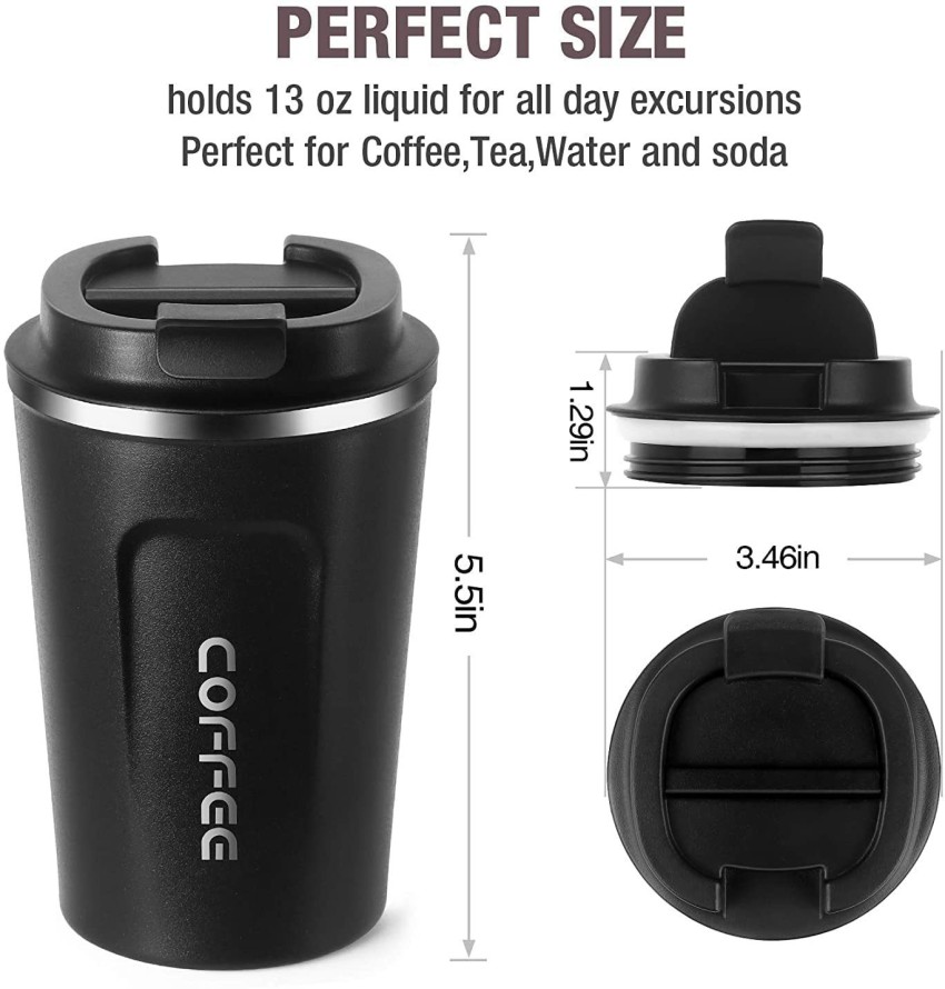 13oz Coffee Mug to Go Stainless Steel Thermos Double Wall Insulated Coffee  Cup Reusable Travel Mug with Leak Proof Lid 