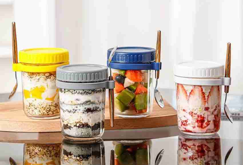 AshandRoh Spoon mason Overnight Oats Jars, Overnight Oats Containers with  Lids and Spoons Glass Mason Jar Price in India - Buy AshandRoh Spoon mason Overnight  Oats Jars, Overnight Oats Containers with Lids