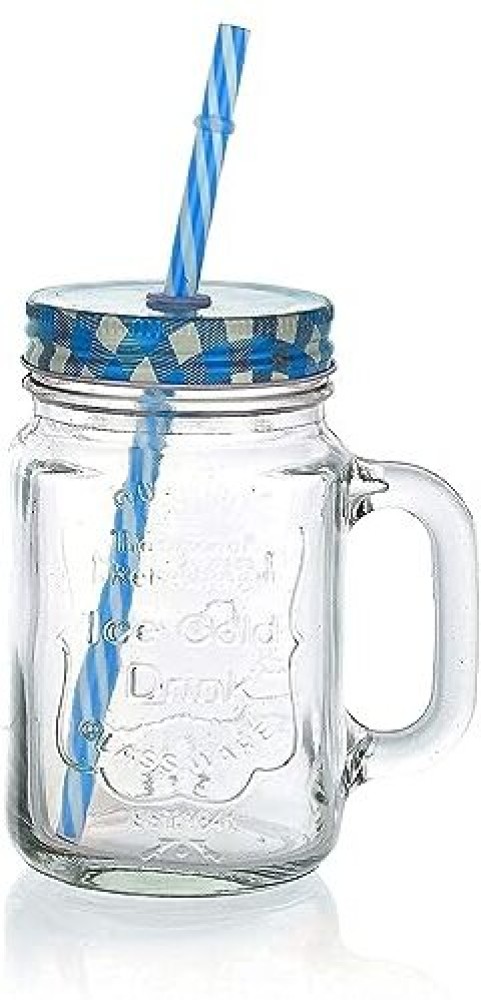 BUY SURETY Glass Straw Jar with Lid and Straw Summer Ice Cream