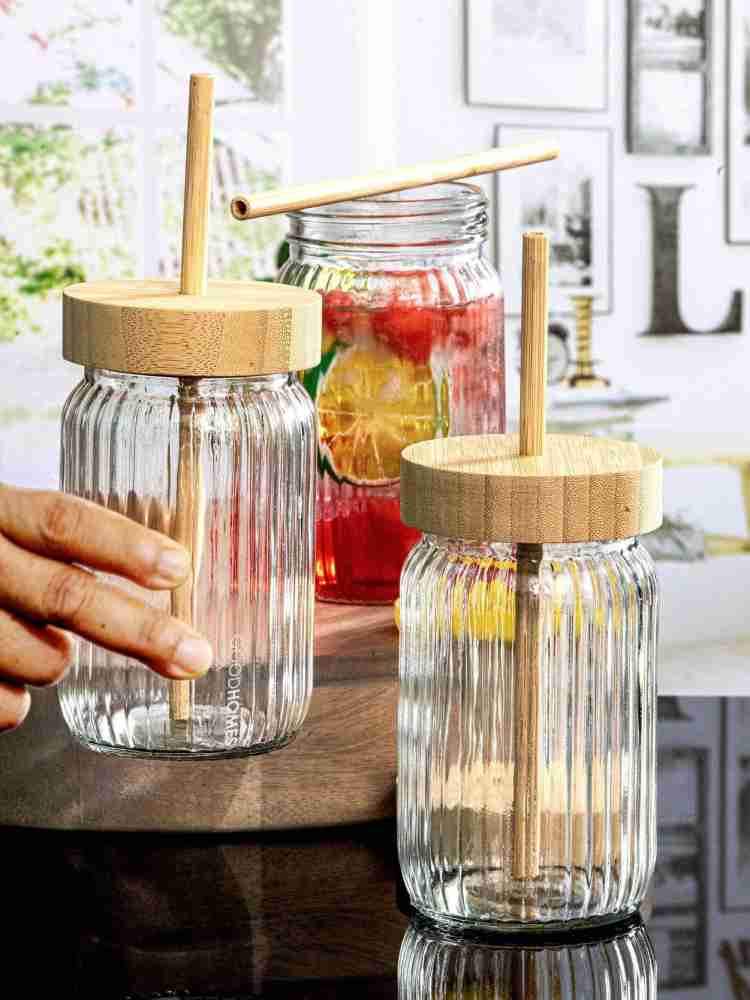 Avastro Pack of 2 Borosilicate Glass 400Ml Square Mug With Wooden Lids and  Straws Drinking Glass Cups For Coffee Milk Price in India - Buy Avastro  Pack of 2 Borosilicate Glass 400Ml