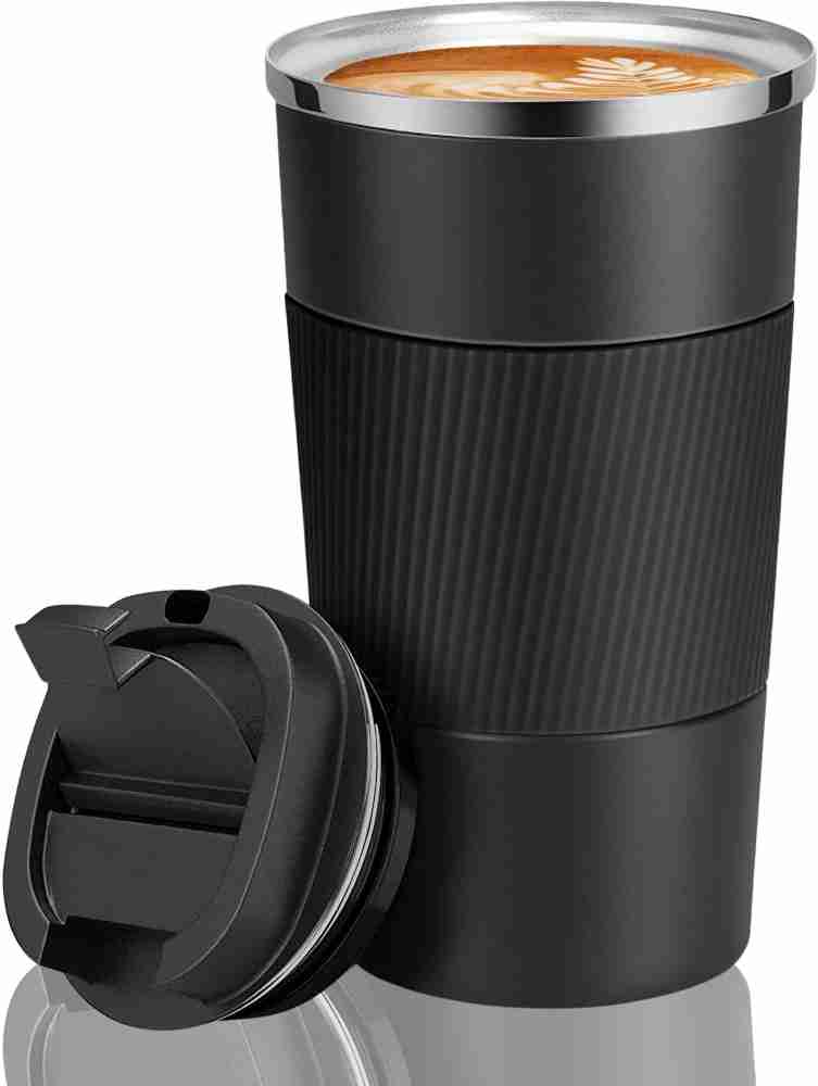 Cafe Buddy: Stainless Steel Vacuum coffee mug with Silicon Grip, Premium  Flip top locking cap