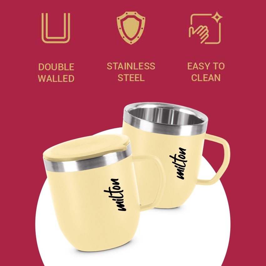 Buy MILTON Embrace Gift Set, Double Walled Stainless Steel Mug with Lid,  Set of 2, 260 ml Each, Steel, Easy to Clean, Stainless Steel, Sturdy  Handle, Leak Proof