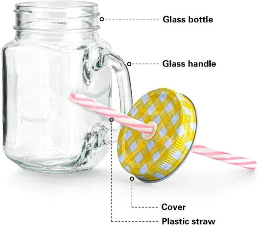 MMPRINTS Juice Jar With Straw Glass Mason Jar Price in India - Buy MMPRINTS Juice  Jar With Straw Glass Mason Jar online at
