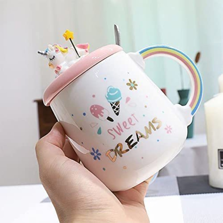 Unicorn Mug Cute Ceramic Coffee Mug with lovely Unicorn Spoon, Morning Cup  Novelty Coffee Tea Milk Christmas Mug Gift for Girls Magic unicorn Lovers