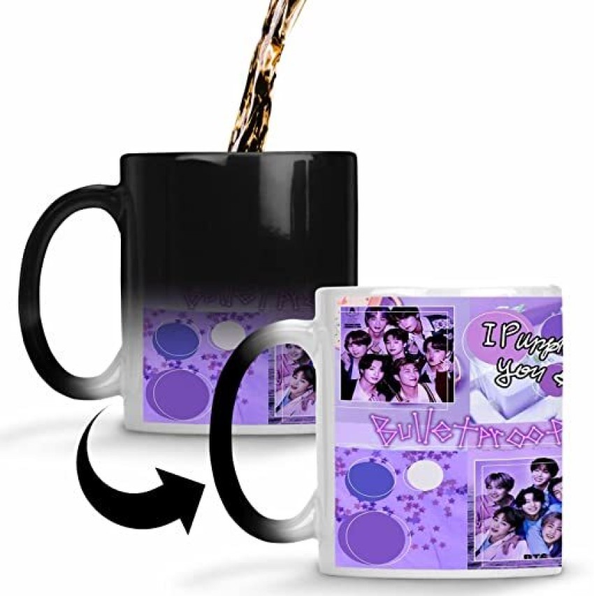 BTS Mug | BTS Cup with Keychain | BTS Coffee Mug - 350ml (Set of 2) Best  Birthday & Return Gifts for Girls