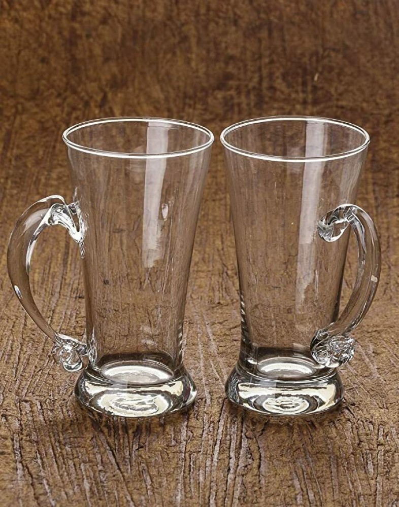 Designer Transparent Beer, Juice, Shake Mug/ Glass With Handle