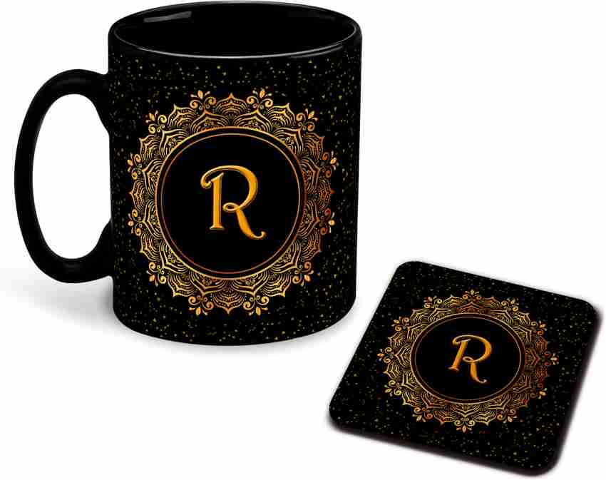 whats your kick R Name Alphabet Printed Black Patch Coffee Cup