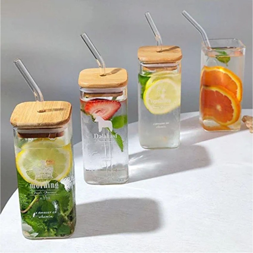 Clear Glass Can with Straw & Bamboo Lid Glass Tumbler Cups for Juice Water  Beer Coffee - China Glass Can and Glass Beer Cans price