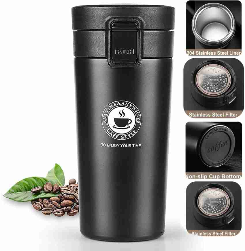 Premium Travel Coffee Mug Stainless Steel Thermos Tumbler Cups Vacuum Flask  Thermo Water Bottle Tea Mug Thermo Cup (Capacity : 380ml, Color : Black)