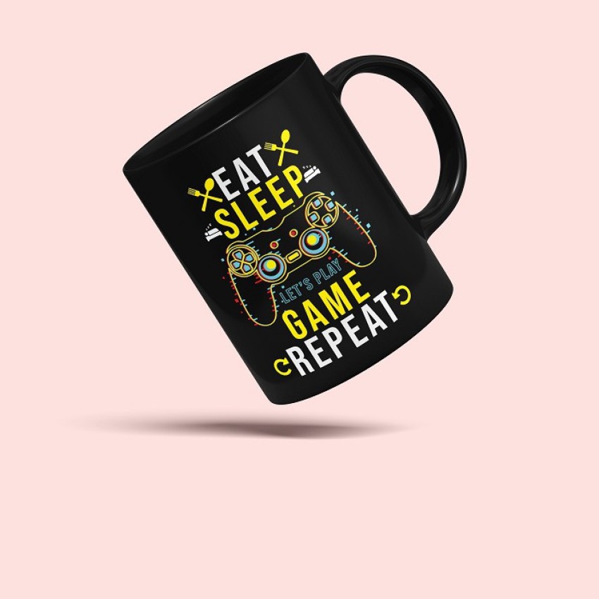 doubleend Gaming Eat Sleep Game Repeat Creative Printed Black Ceramic  Coffee Mug Price in India - Buy doubleend Gaming Eat Sleep Game Repeat  Creative Printed Black Ceramic Coffee Mug online at
