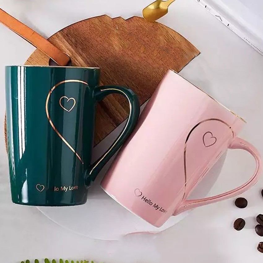 HELLO' Coffee Mug With Lid - Pink, Cat, 420 Ml