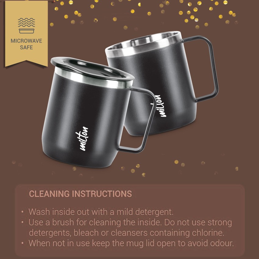 Buy MILTON Embrace Gift Set, Double Walled Stainless Steel Mug with Lid,  Set of 2, 260 ml Each, Steel, Easy to Clean, Stainless Steel, Sturdy  Handle, Leak Proof