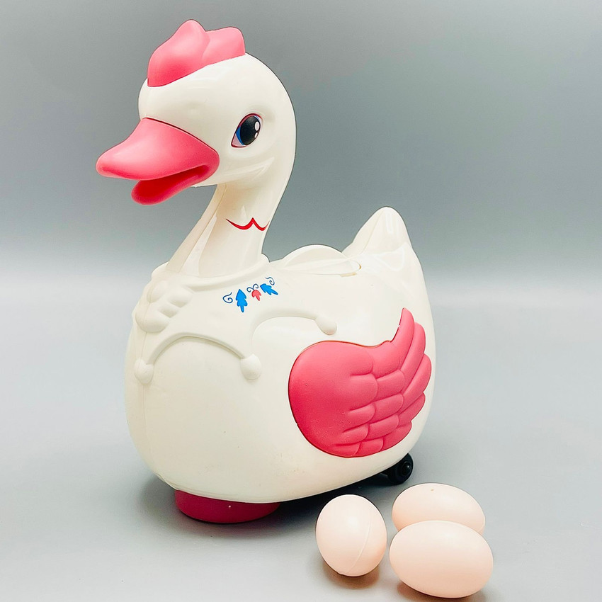 TOYOMAA Goose Duck Will Lay Eggs Vehicle Toy for Kids with 3 Eggs Colorful Light Music Goose Duck Will Lay Eggs Vehicle Toy for Kids with 3 Eggs Colorful Light Music