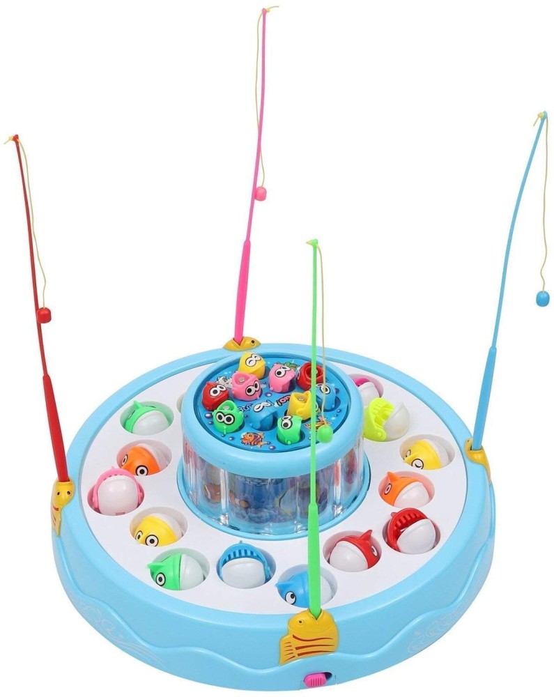 Go Go Fishing Catching Game with 26 Fishes, 2 Rotary Fish Pond and 4 pods  with