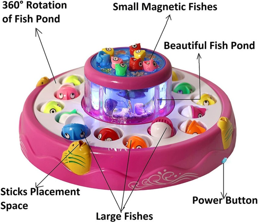 Just97 GoGo Fishing Rotating Magnatic Fishing Game With Lights And Music  FP11 - GoGo Fishing Rotating Magnatic Fishing Game With Lights And Music  FP11 . Buy Fishing toys in India. shop for