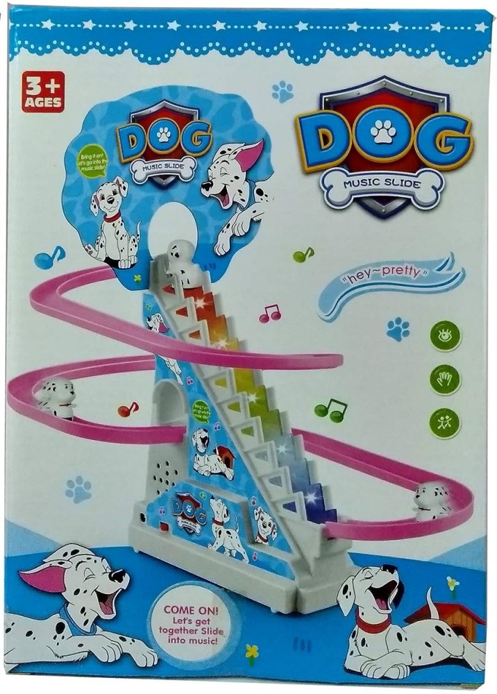  Haktoys Dalmatian Spotty Dog Chasing Playset, Playful Roller  Coaster, Puppy Race Track Set with Flashing Lights, Music On/Off Switch for  Quiet Play, Safe and Durable Toy for Toddlers and Kids 