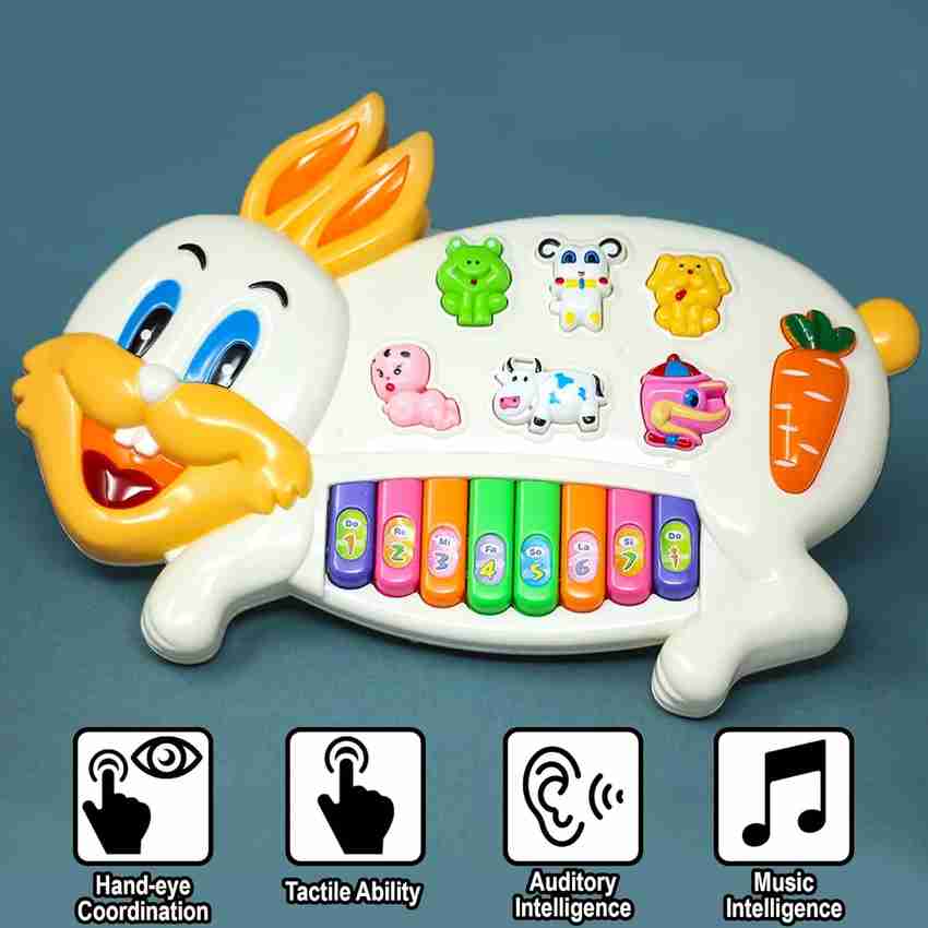 CountryLink Plastic Rabbit Piano Toy Flashing Light and Music for Kids 3 Modes Animal Sound Plastic Rabbit Piano Toy Flashing Light and Music for Kids 3 Modes Animal Sound Buy Musical Toy
