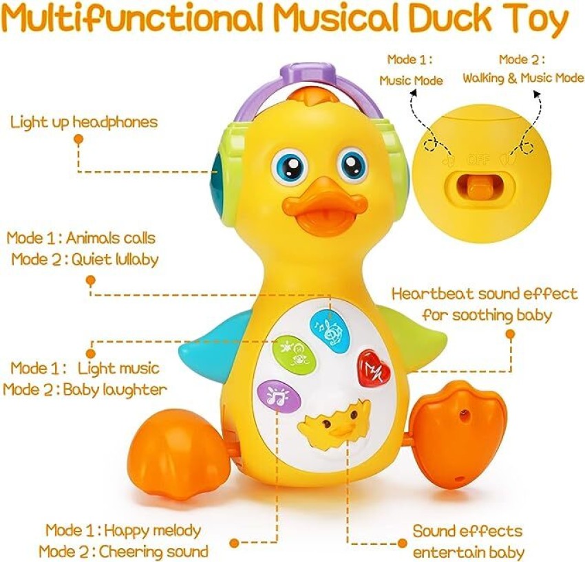 JOYIN Dancing Walking Yellow Duck Baby Toy with Music and LED Light Up for Infants