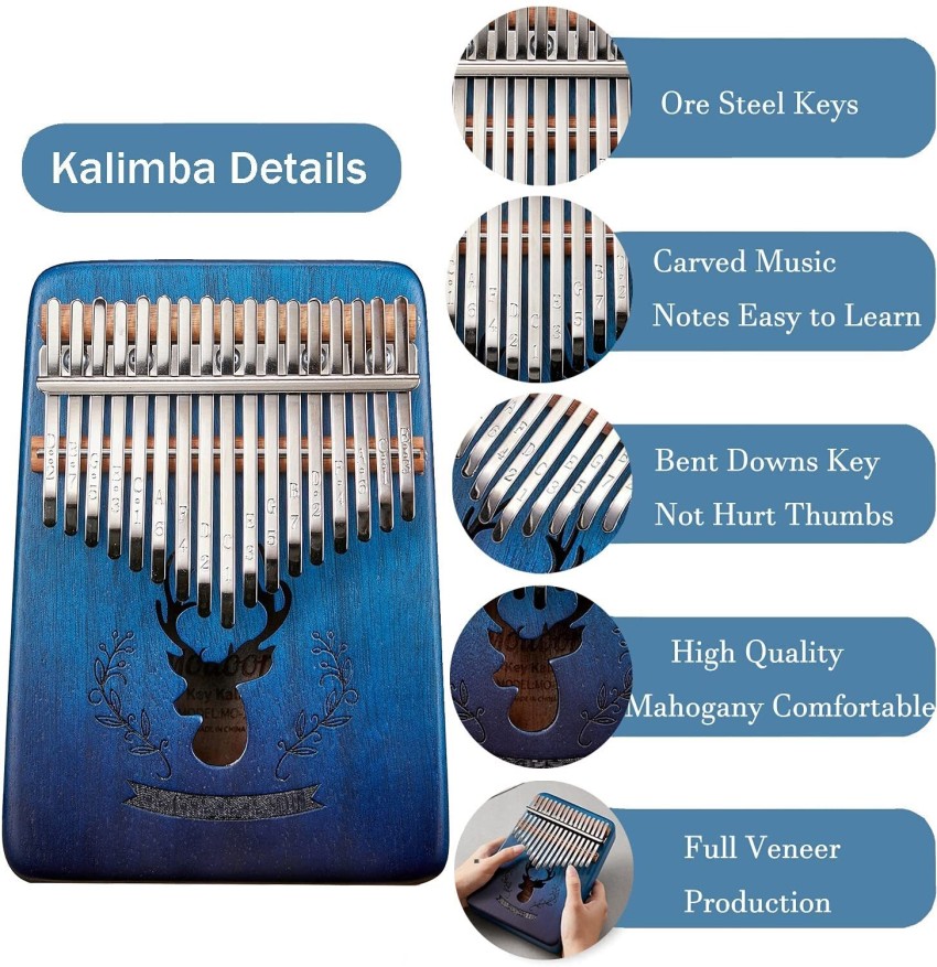 17-keys box Dark Brown Kalimba, Special English Song Book