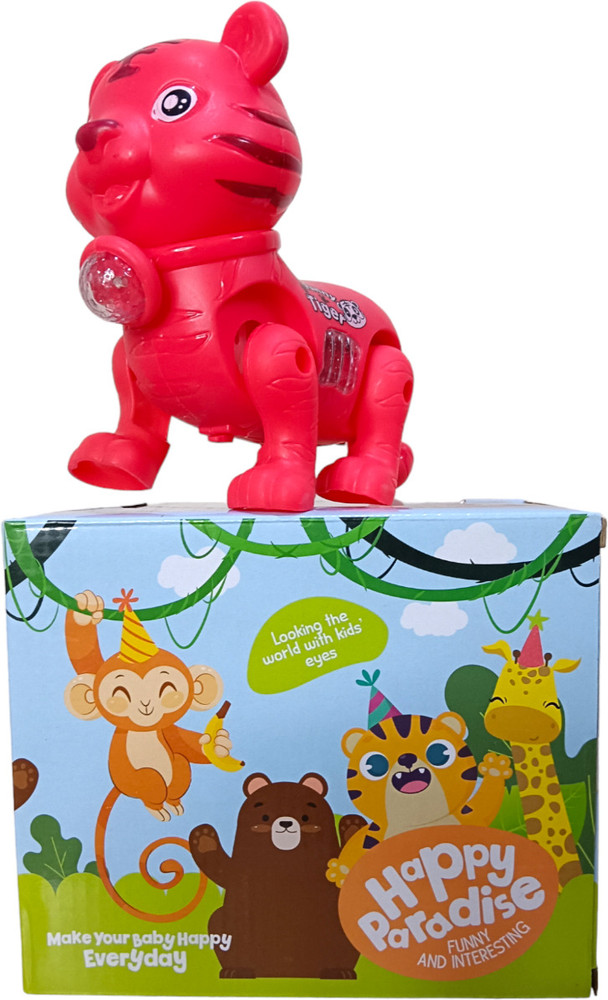 Moving tiger toy top