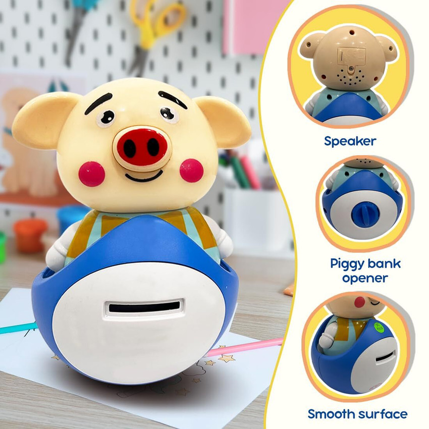 Wembley Roly Poly Money Bank with Light Music Piggy Coin Bank Toy For Kid Pig Theme Roly Poly Money Bank with Light Music Piggy Coin Bank Toy For Kid