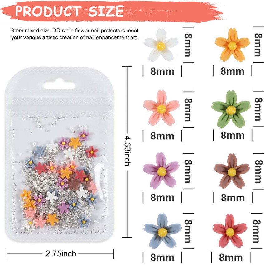 90 Pcs Flower Nail Art Charms White Rose Flower Nail Glitter Decals  Decoration For Acrylic Nail Art Accessories 3d Mixed Flowers Design Nail  Supplies