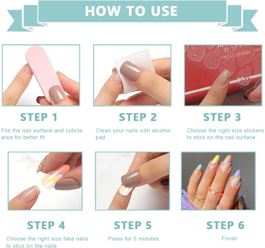 Press On Nails - LADYING Medium Length Almond Chrome Nails with Nail Glue  Glossy Press On Nails Full Cover Acrylic Nails Stick On Nails in 12 Sizes -  24PCS Gel Glue On