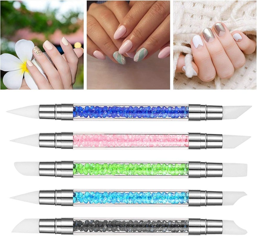  5 Pcs Dual Tipped Silicone Nail Tools Nail Art Sculpture  Pen,Silicone Head Acrylic Handle Nail Art Brushes,Nail Art Tools for Home  Salon (5 color) : Beauty & Personal Care