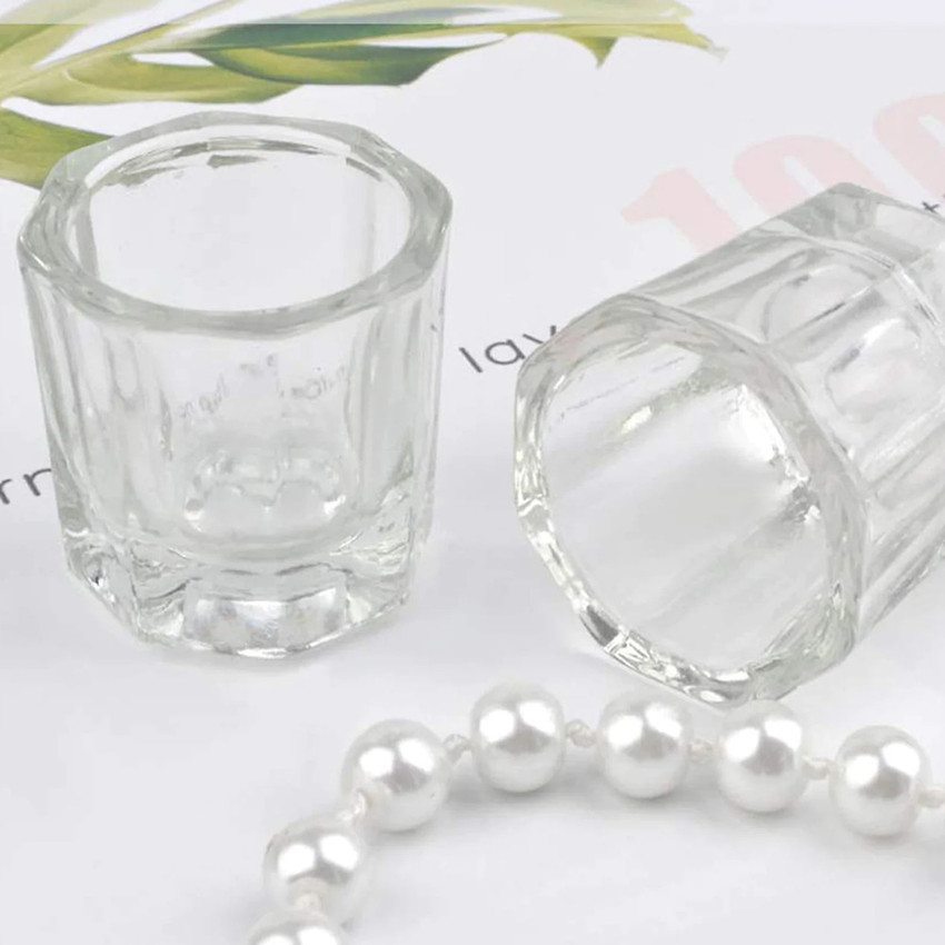 Acrylic Liquid Powder Dappen Dish Matte Crystal Glass Nail Art Cup Liquid  Powder Dappen Container Holder with Lids for Nail Art Tools