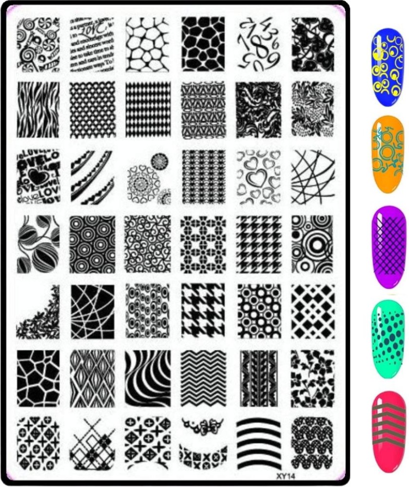 Buy VAGA Nail Art Supplies DIY Nail Stamping Kit Jumbo Plate 10 Happy Nails,  This Nail Stamping Plate Has 63 Unique Nail Decorations Designs That Can Be  Stamped With A Nail Stamper