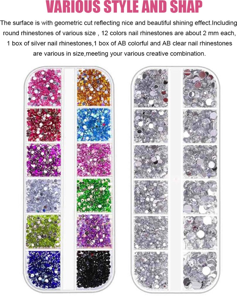 Nail Gems with Crystals Rhinestones, Nail Art Supplies Diamond Nails Stones  for Nails Decoration Makeup - style 1 - Walmart.com