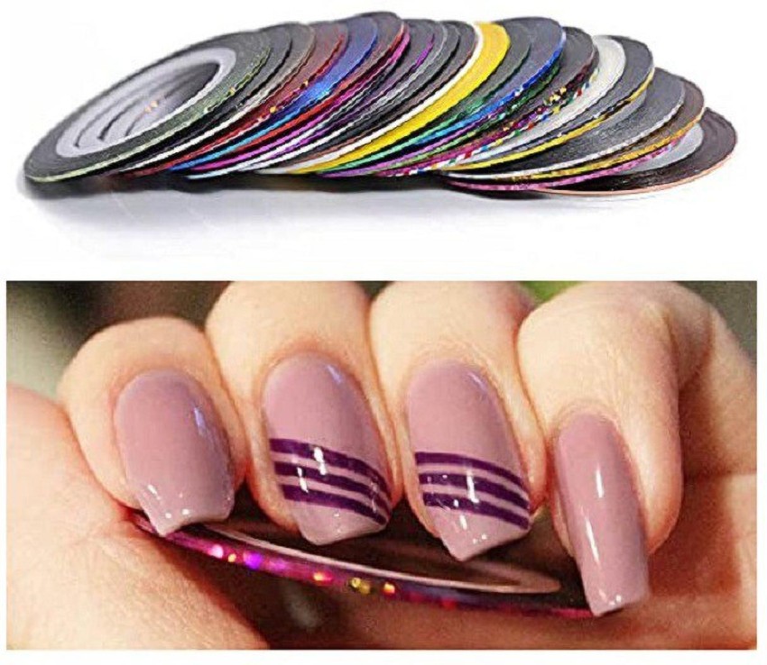 36Pcs Mixed Colors Rolls Striping Tape Line Nail Art Tips Decoration  Sticker wit | Naler
