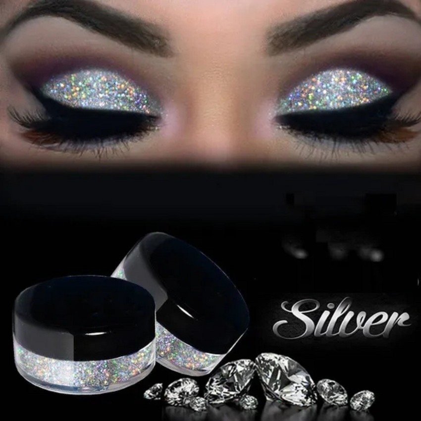 Diamond Silver GlitterWarehouse Holographic Loose Glitter Powder Great for  Eyeshadow/Eye Shadow, Makeup, Body Tattoo, Nail Art and More!