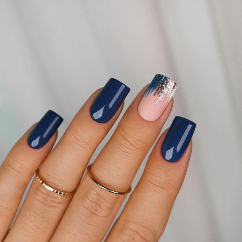 20 Elegant Dark Blue Nail Designs To Capture Your Heart - Women Fashion  Lifestyle Blog Shinecoco.com | Blue nails, Nails, Stylish nails