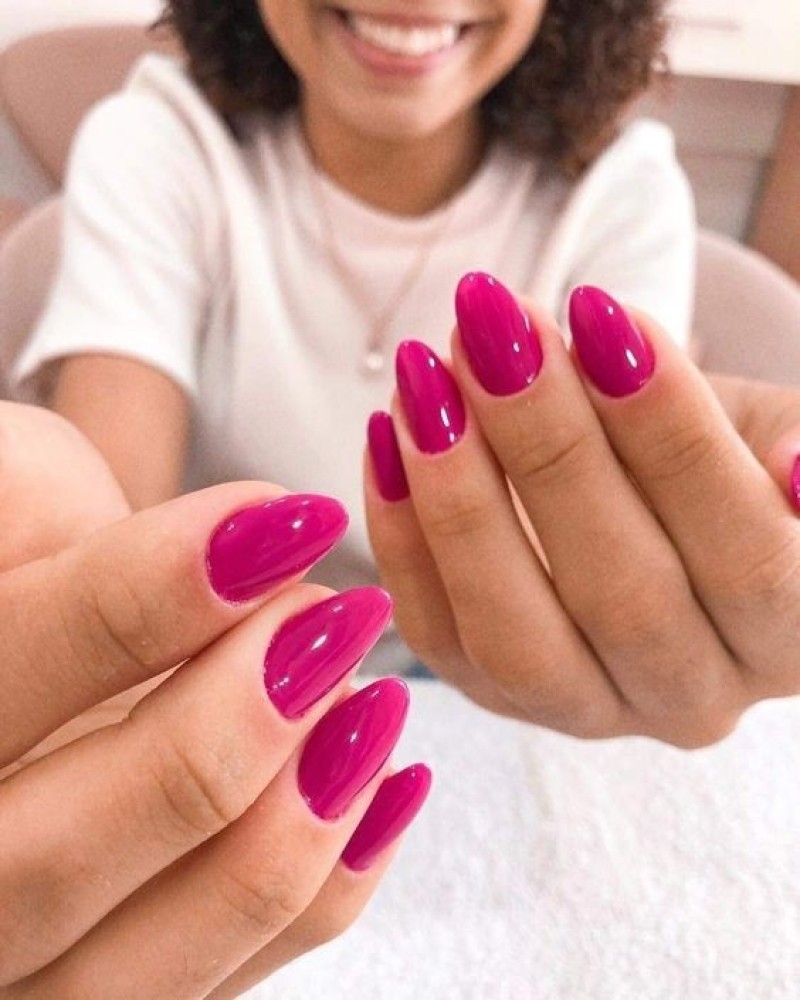Female Hands with Long Nails with Light Pink Nail Polish Stock Photo -  Image of acrylic, fuchsia: 219530558
