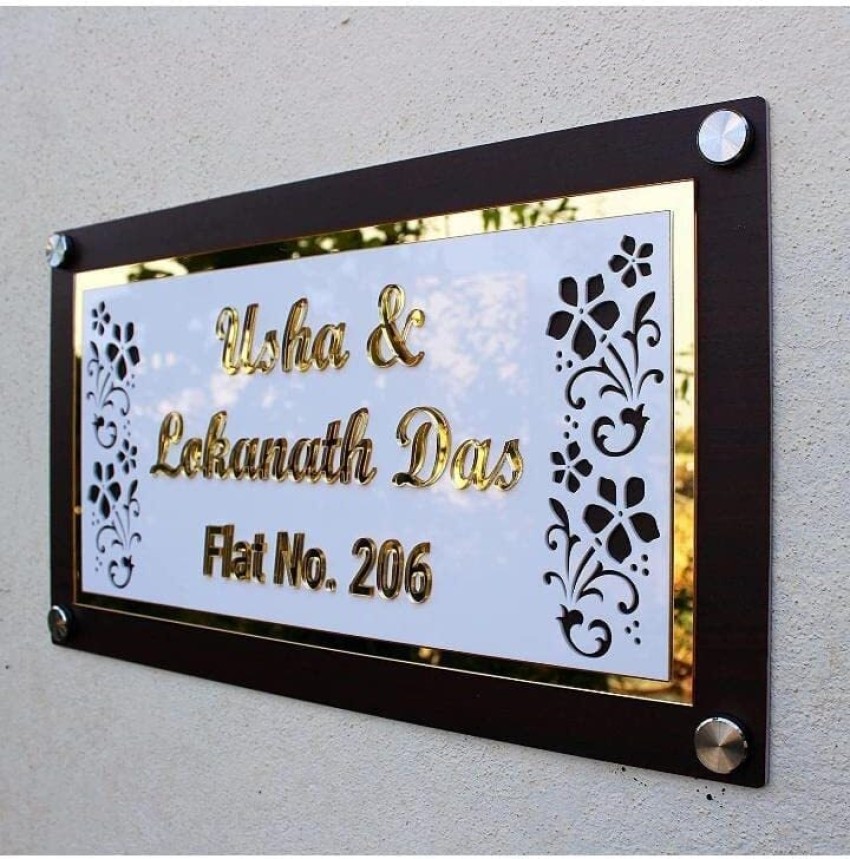 UnitedMaama Glass House Name Plate Acrylic & wooden Board & 2 Plate Bolt  (13 X 8 Inches) Name Plate Price in India - Buy UnitedMaama Glass House Name  Plate Acrylic & wooden
