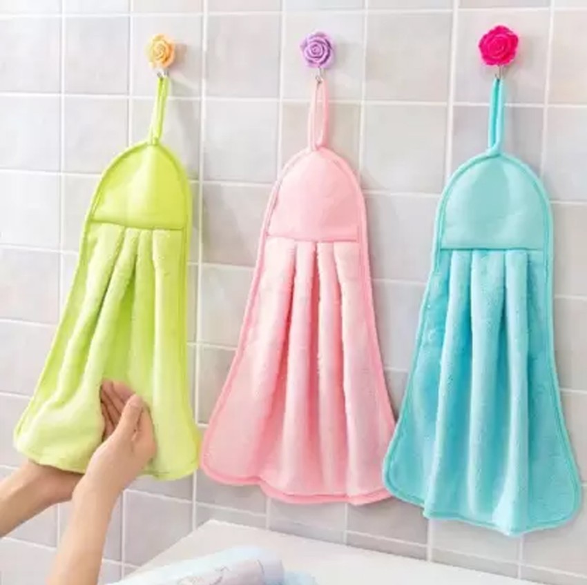 Beautiful Microfiber Wash Basin Hanging Kitchen Towel Multicolor Pack Of 4