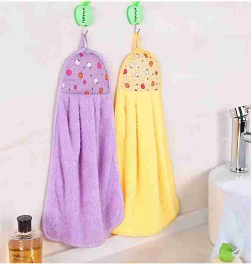 PACK OF 2) Microfiber Wash Basin Hanging Hand Kitchen Towel Napkin with  Ties