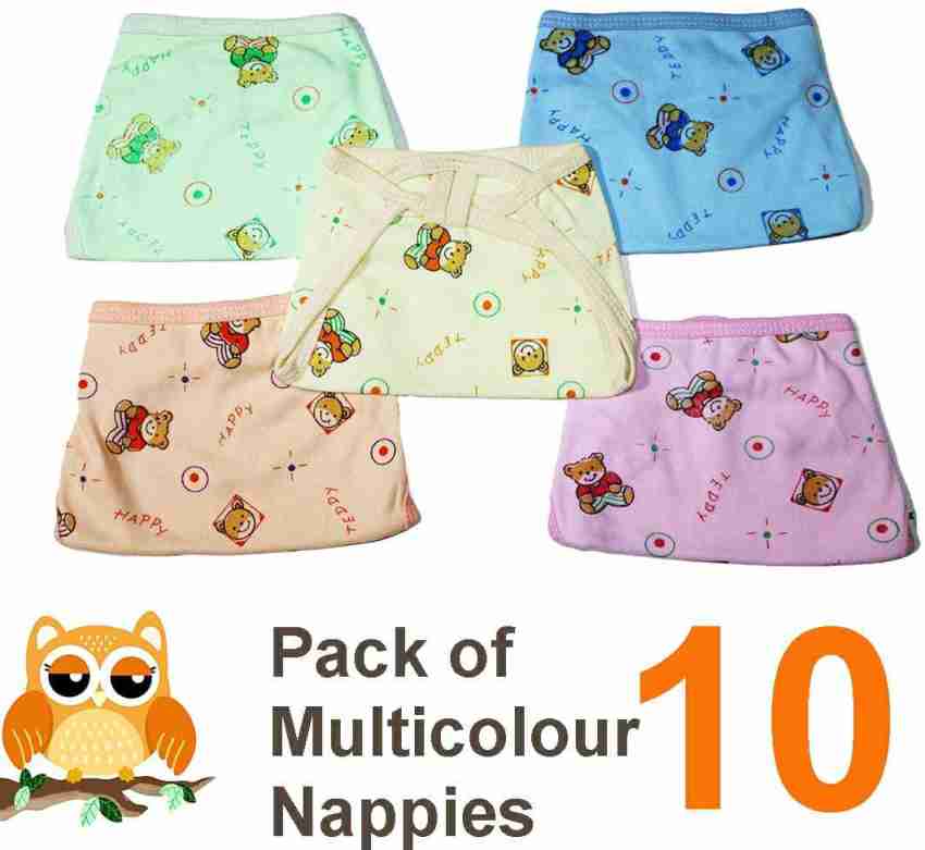 Baby's Cotton Cloth Diapers/Langot Washable and Reusable Nappies  (Multicolour, 0-6 Months) Pack of 10 Pieces | Cloth Diapers Reusable for  Boys and