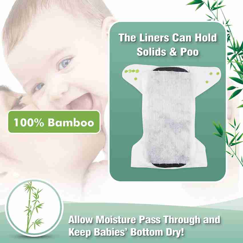 Reusable Nappies - Eco Friendly Chemical Free Cloth Nappies - 6 Washable  Baby Diapers + Bamboo Nappy Inserts, 1 Roll of Biodegradable Nappy Liner,  Wet Bag : : Baby Products