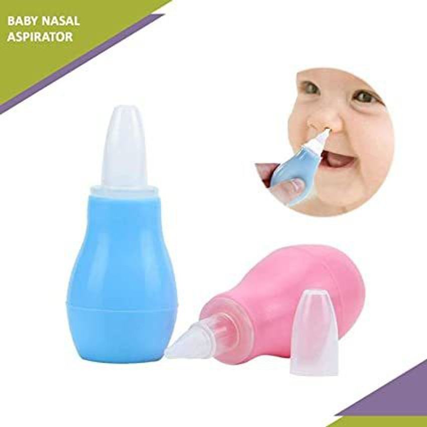 Newborn baby deals nose cleaner
