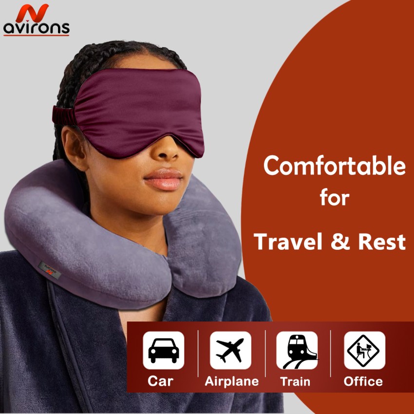 Juzzii Velvet Hoodie Neck Pillow With Eye Mask Combo for Road Trip and  Flight - Hoodie Neck Pillow & Eye Shade Black - Price in India
