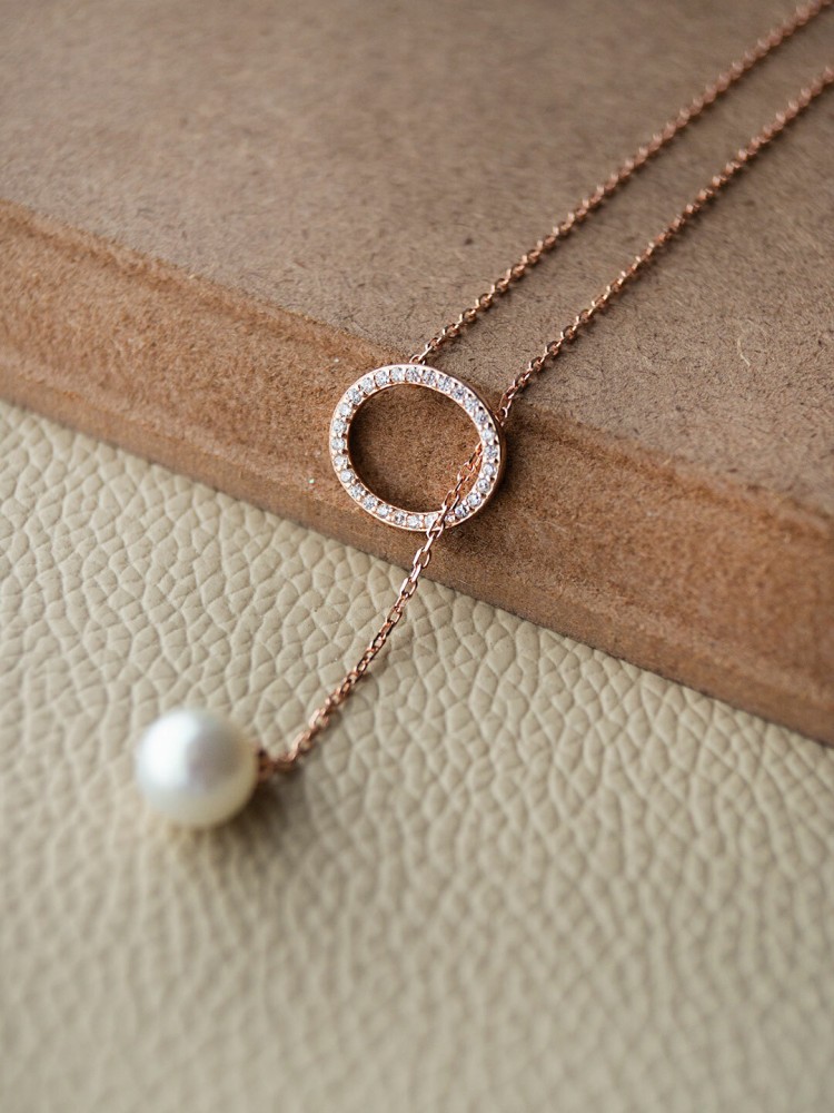 Minimal Cluster Rose Gold Plated Sterling Silver Chain Necklace, Rose